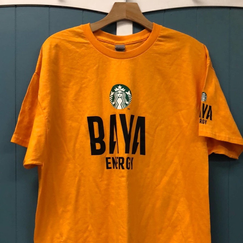 Starbucks Baya Energy T-Shirt Adult Sz XL Bright Orange Promotional Mermaid Logo